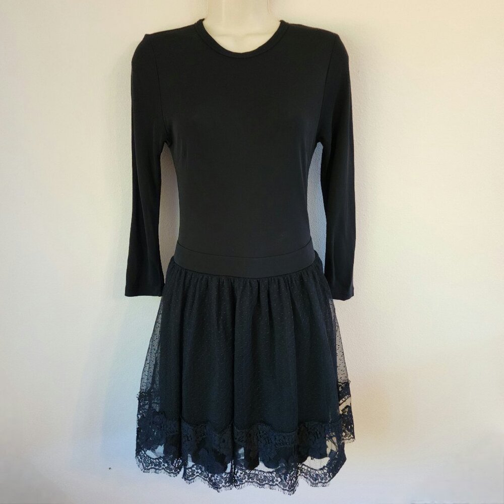 Valentino Red Black Dress Drop Waist Mesh Lace Women M Chic Lux Grunge Wimsy
